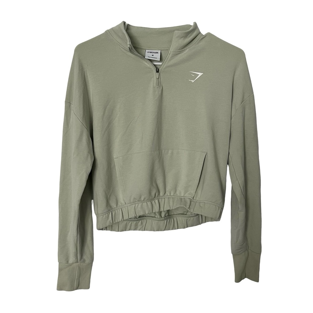 Gymshark Cropped Pullover Light Green Size Medium Sweater Quarter Zip